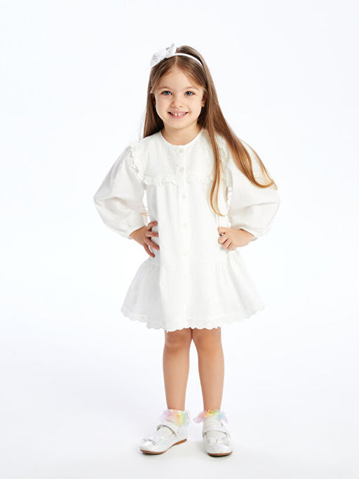 Bisiklet Yaka Basic K?z Bebek Elbise