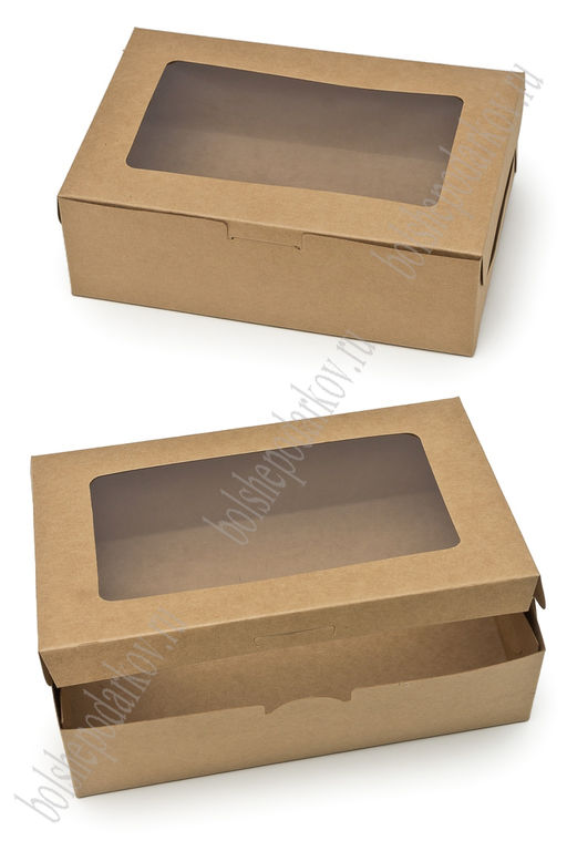 Коробка крафтовая с окошком 24*16*7,5 см (12 шт) SF-7751