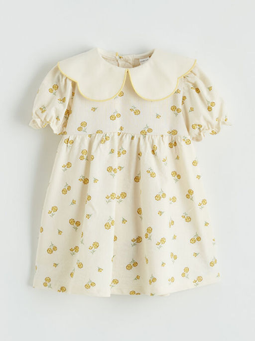 Bebe Yaka ?i?ek Desenli K?z Bebek Elbise