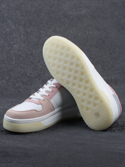 03-YG453-1 WHITE/PINK/BEIGE/LT. BLUE Кроссовки женские (натуральная кожа) - Фабричный китай фото 17