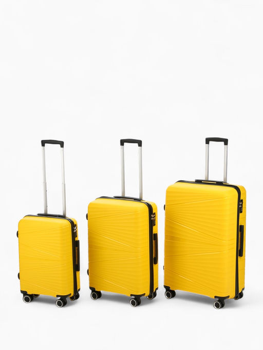 Чемодан на колёсах большой 111 л (L), на молнии, кодовый замок, 4 колеса, жёлтый