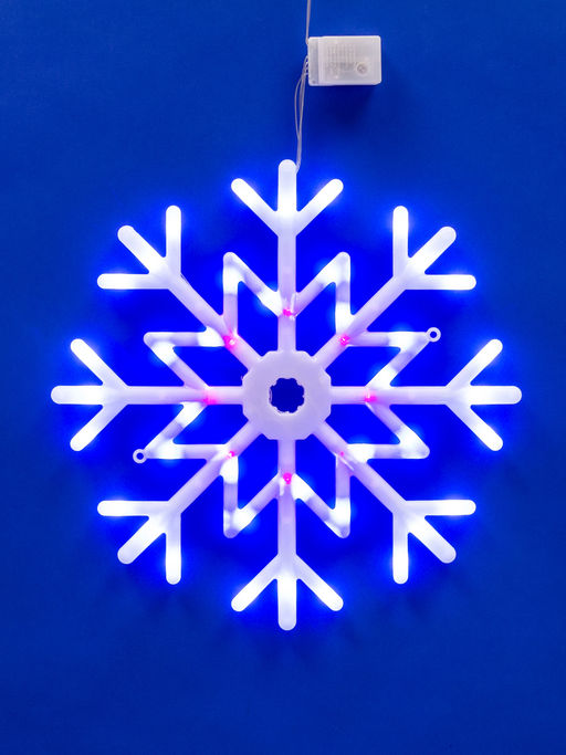 ULD-H4040-048/DTA MULTI IP20 SNOWFLAKE Фигура светодиодная "Снежинка", 40х40см. Подвесная. 48 светодиодов. Красный, синий, белый свет. Провод прозрачный. TM Uniel.