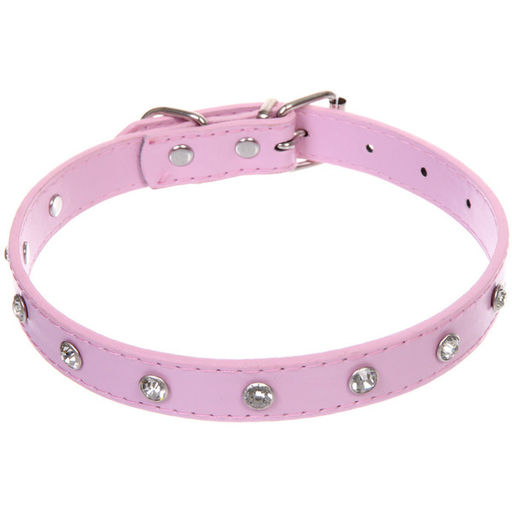 Цена за 3 шт. Ошейник для собак и кошек со стразами "На стиле", цвет пудровый, 2см, размер L, 39*44см (лейбл)