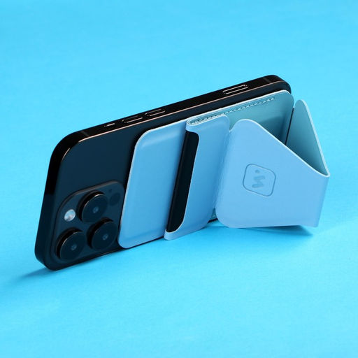 Магнитный кошелёк-подставка Windigo, поддержка Magsafe, для iPhone 12/13/14/15, небесный голубой  фото 14