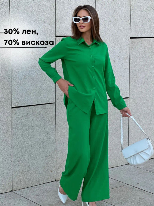 РАСПРОДАЖА Костюм Лесси (рубашка+брюки)_450/зеленый. - Ihomelux фото 2