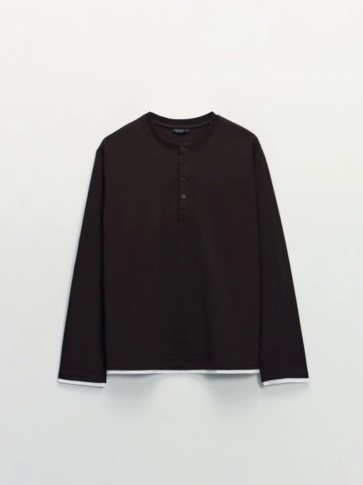 Контрастный лонгслив хенли / Zarina  фото 8