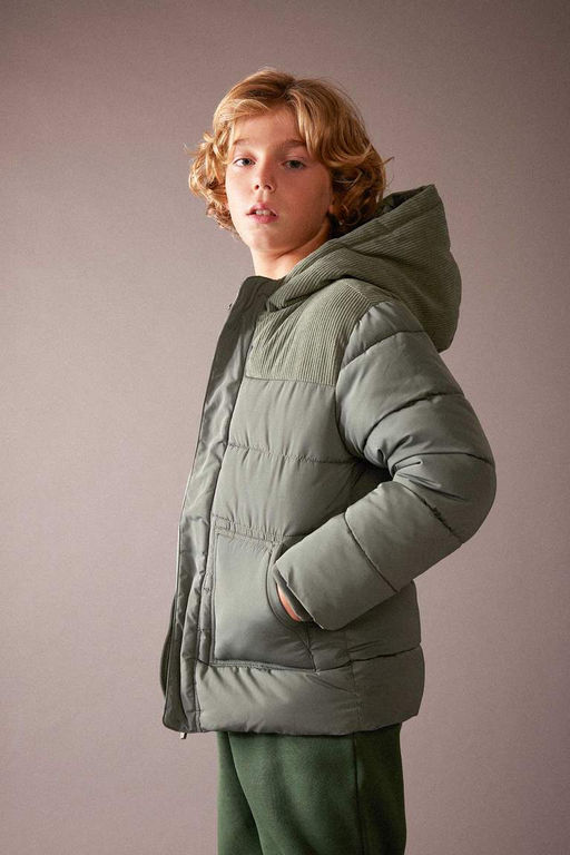 Водоотталкивающая куртка-пуховик с капюшоном для мальчиков - Defacto фото 3