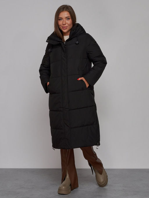 Пальто утепленное молодежное зимнее женское черного цвета 52329Ch - Holdluck фото 21