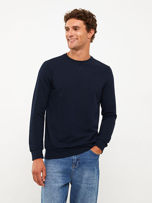 Bisiklet Yaka Uzun Kollu Erkek Sweatshirt