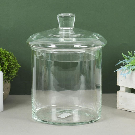 Ваза «Трубка 146», с крышкой, малая, 2.5 л, d=14 см, h=15 см (с крышкой h=20 см), стекло, прозрачная