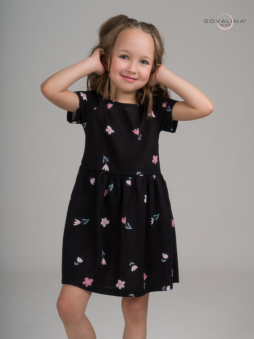 Платье Лето тюльпаны на черном