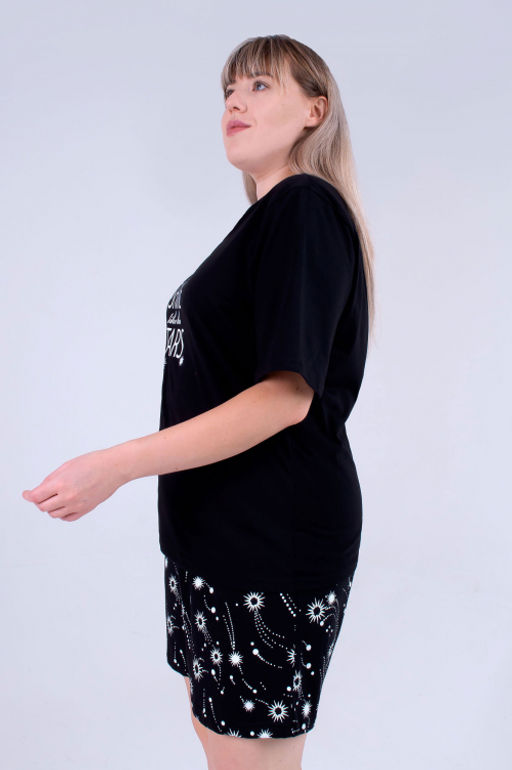 Арт. 9152 Пижама с шортами 52-58 (4 шт) Цвет:верх-черный,белый,низ-черный,белый - Калинка фото 2