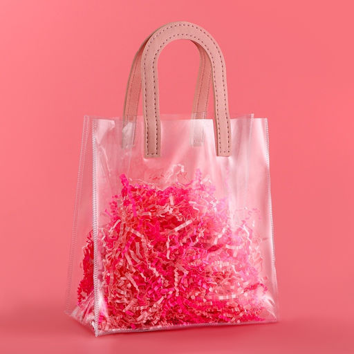 Пакет подарочный из ПВХ, розовый, 20?18?10 см