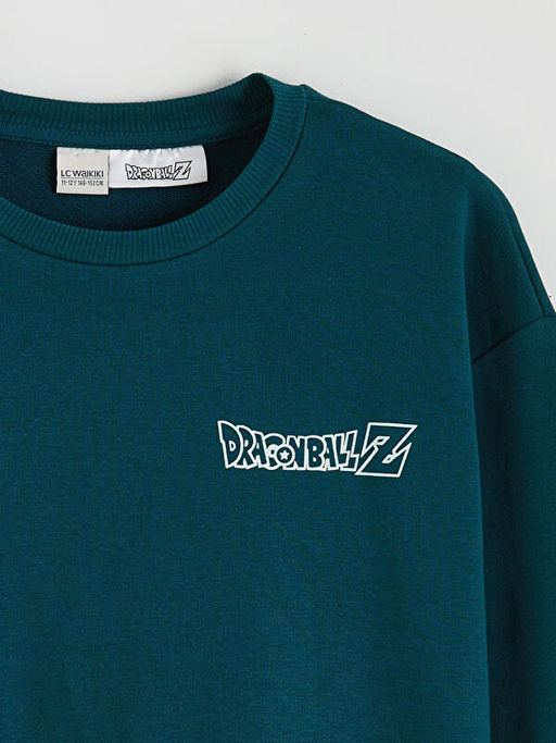 Bisiklet Yaka Dragon Ball Bask?l? Erkek Kal?n Sweatshirt