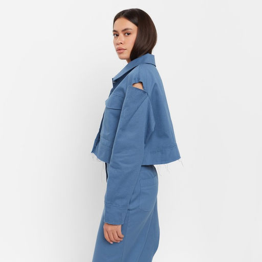 Рубашка женская укороченная с разрезами MIST: Denim, размер 44, синяя