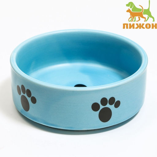 Миска керамическая Лапки 200 мл - 10.510.54 см, голубая - Пижон фото 2