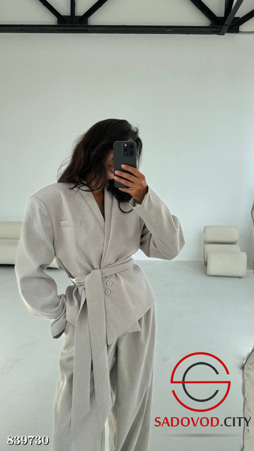 Жакет на запах с поясом + широкие брюки - Bruno фото 3