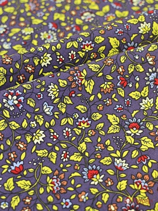 Импорт. хлопок Сказочный вьюнок на серо-фиолетовом, ш.1.48м, хлопок-100%, 115гр/м.кв