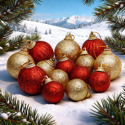 Набор новогодних украшений Красно-золотые мотивы - Снеговичок фото 3