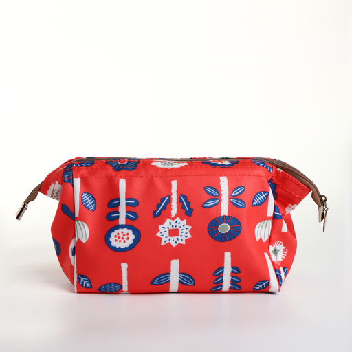 Косметичка на молнии, с подкладом, маленькая, с рисунком Лесные растения, красная - Simaland фото 2