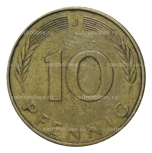 Монета 10 пфеннигов 1977 года J Германия