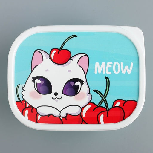 Цена за 2 шт. Ланч - бокс прямоугольный Meow, 500 мл
