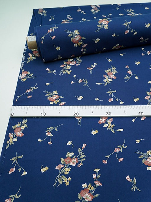 Штапель Премиум Вечерний букет цв.темно-синий, ш.1.45м, вискоза-100%, 120гр/м.кв - Купава фото 5