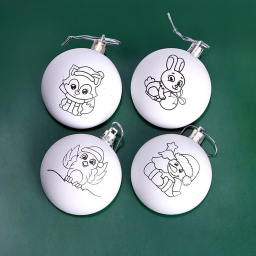 Ёлочные шары под раскраску «С Новым годом», краски, 4 шт., набор для творчества