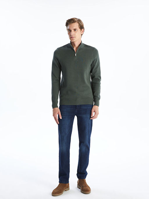 Dik Yaka Uzun Kollu Erkek Triko Kazak