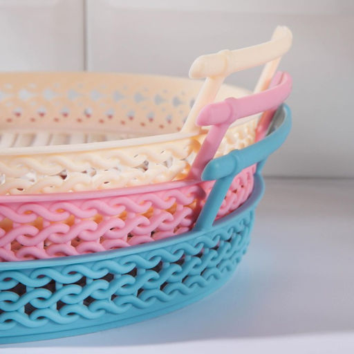 Поднос пластиковый с ручками «Петли», 22,5×6 см, цвет МИКС