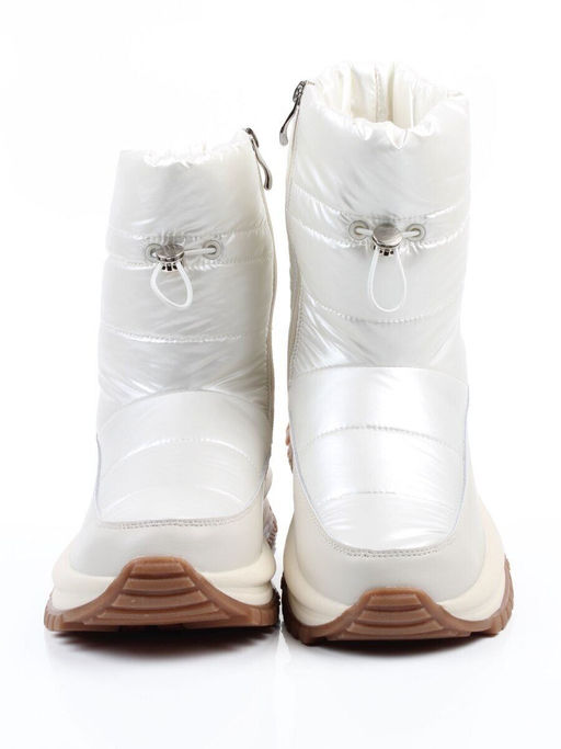 02-WA010-3M LT. BEIGE Сапоги "Дутики" зимние женские (натуральная кожа, курточная ткань, 100% шерсть)