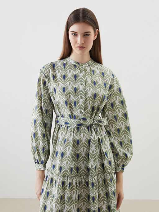 Hakim Yaka Desenli Elbise