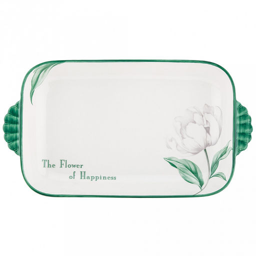 "Зе Флауэр оф Хепинис (The Flower of Happiness)" Блюдо фарфоровое 323х178х40мм, с ручками, с деколью, отводка (Китай)
