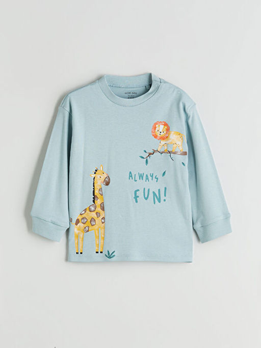 Bask?l? Erkek Bebek Ti??rt ve Pantolon 2li