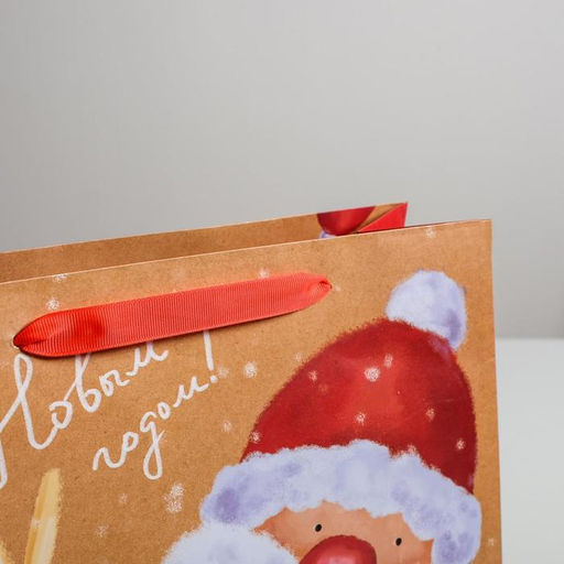 Цена за 2 шт. Пакет подарочный новогодний ламинированный квадратный Весёлая компания, 30?30?12 см