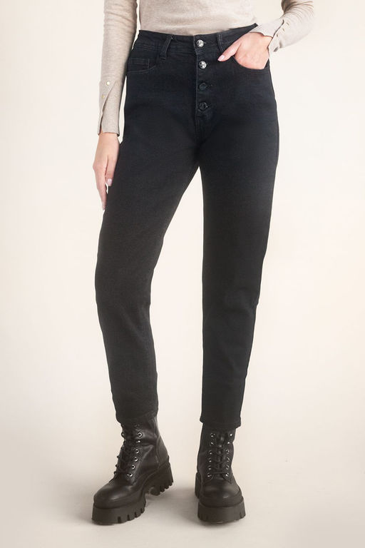 Джинсы mom-fit с застежкой на болты