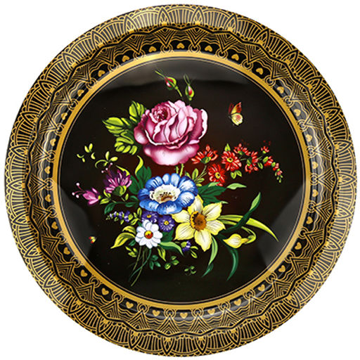 Поднос эмалированный д35х2,3см, с деколью, микс (Китай)