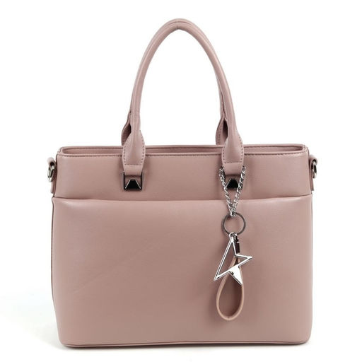 Женская деловая сумка с двумя отделениями на молниях из эко кожи 893053 Лайт Пинк - Cidirro фото 2