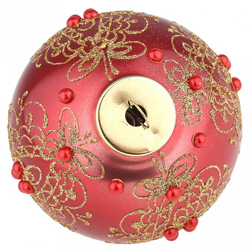 Елочная игрушка шар стеклянная д9,5см, красный металлик, ручная художественная роспись, подарочная упаковка (Россия) - Домашняя мода фото 6