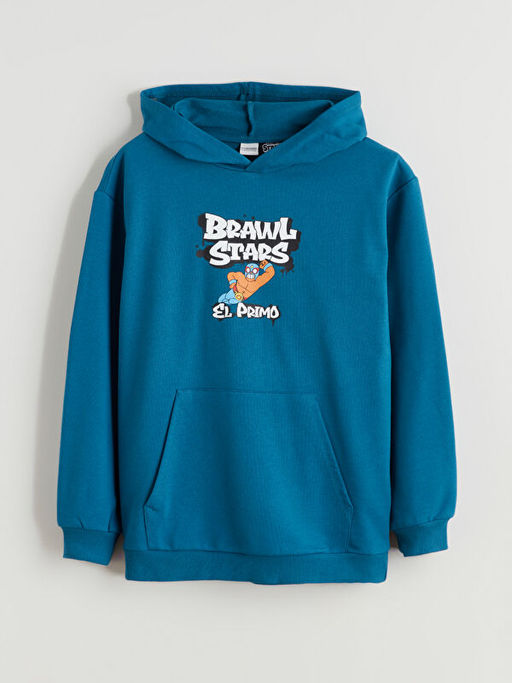 Kap??onlu Brawl Stars Bask?l? Erkek ?ocuk Sweatshirt
