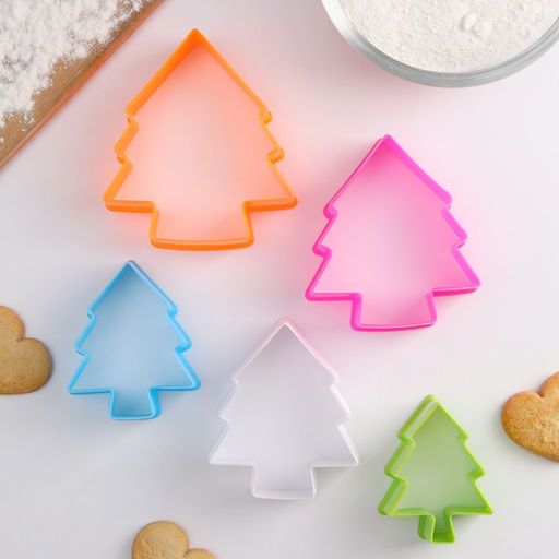 Формы для печенья новогодние Доляна Ёлочка, набор 5 шт., пластик, разноцветные