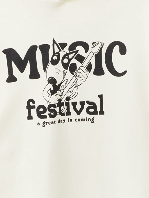 Kap??onlu Bask?l? Uzun Kollu Erkek ?ocuk Ti??rt - Waikiki фото 2