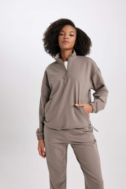 DeFactoFit Спортивная толстовка стандартного кроя с воротником-стойкой