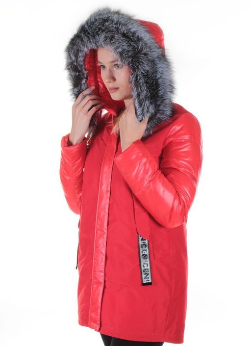 8179 RED Пальто женское с натуральным мехом Jarius - Fashion фото 2