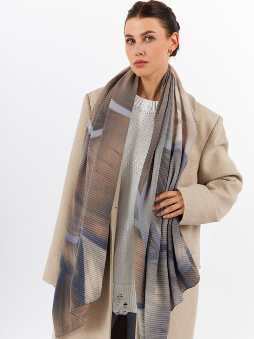 Большой, мягкий, теплый однотонный двусторонний палантин - Tantino фото 2