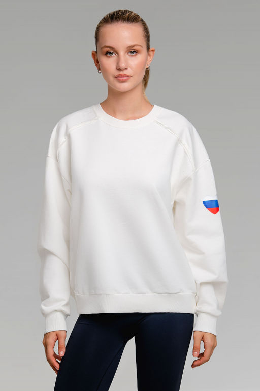 Арт. 15124 Свитшот женский Матрешка оверсайз 44-50 (4 шт) Цвет:молочный - Калинка фото 2