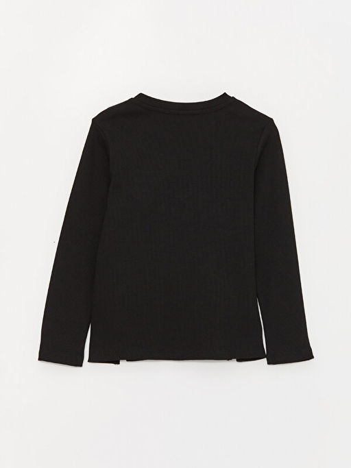 Bisiklet Yaka Bask?l? Uzun Kollu K?z ?ocuk Ti??rt - Waikiki фото 3