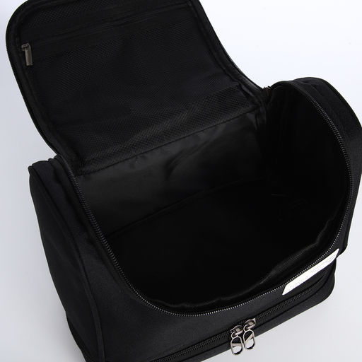 Косметичка - несессер дорожная на молнии, с ручкой, с отделами, чёрная - Simaland фото 3