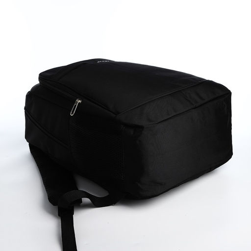 Рюкзак молодёжный из текстиля на молнии, 4 кармана, цвет чёрный/синий - Simaland фото 3