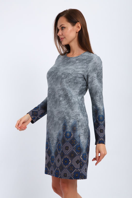 Ночная сорочка из интерлока длинный рукав купон Соня серо-голубой